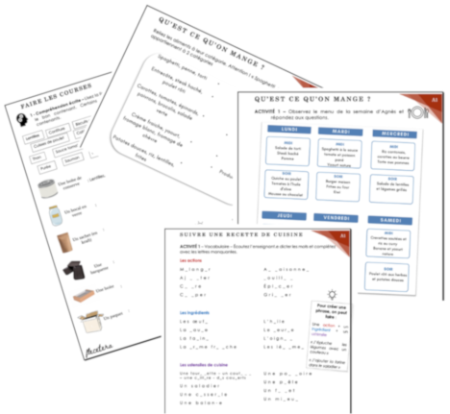 Les aliments, les courses et la cuisine - A1+
