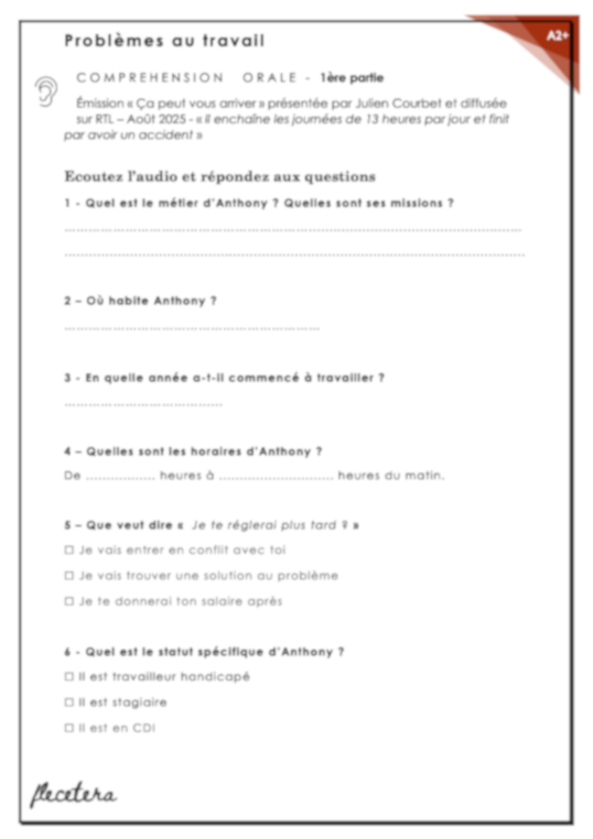 Problèmes au travail - A2+