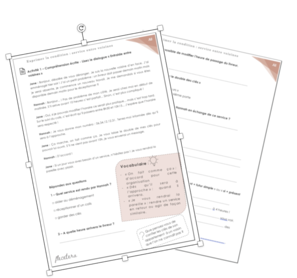 Entraide entre voisines et exprimer la condition avec « si »