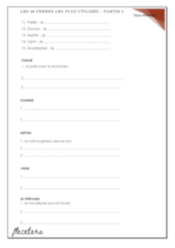 Les 30 verbes les plus utilisés - Tous niveaux.