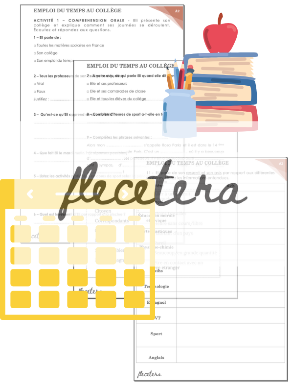 La scolarité en France : un emploi du temps au collège - A2