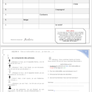Programme FLE A1 : 7 jours pour parler de soi.