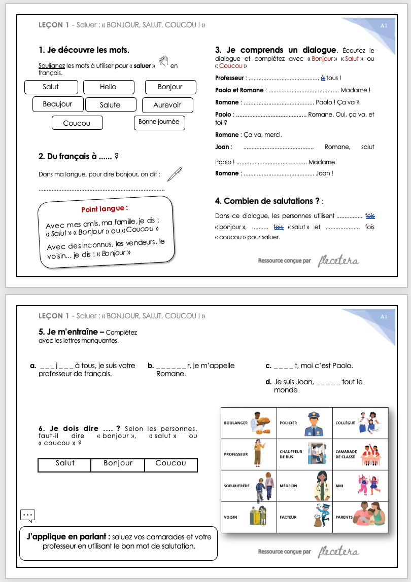 Programme FLE A1 : 7 jours pour parler de soi. – Image 2